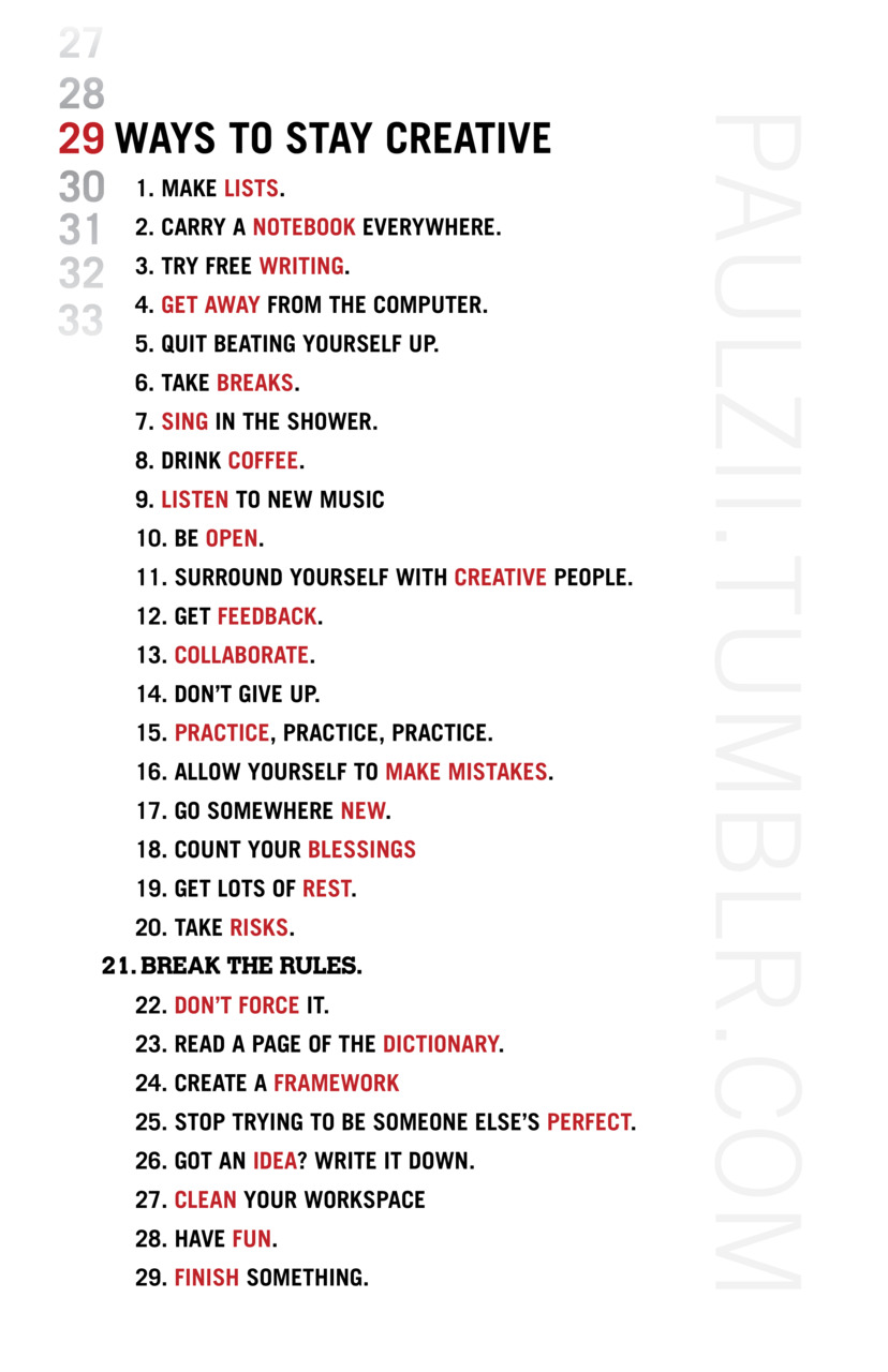 Paul Zii's 29 Ways To Stay Creative
