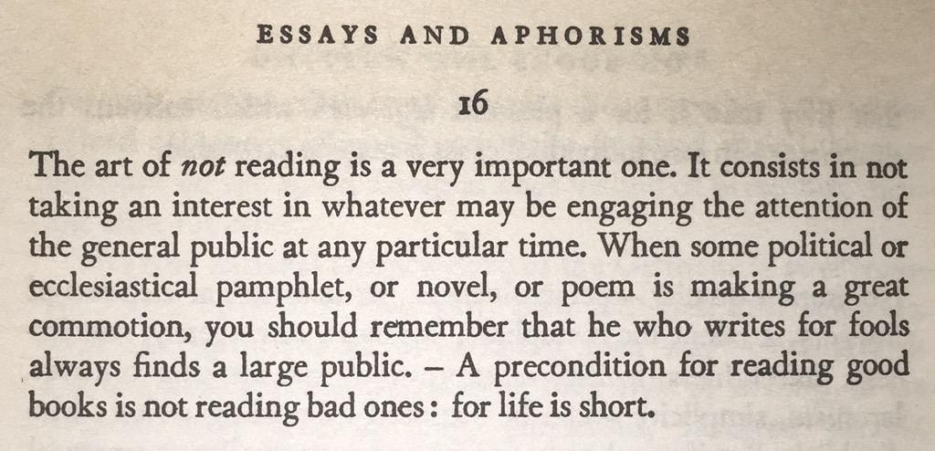 schopenhauer art of not reading