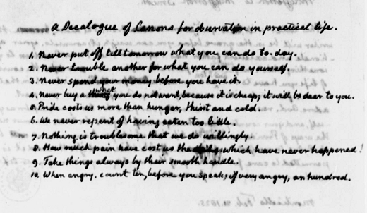 A Decalogue of Canons for observation in practical life by Thomas Jefferson