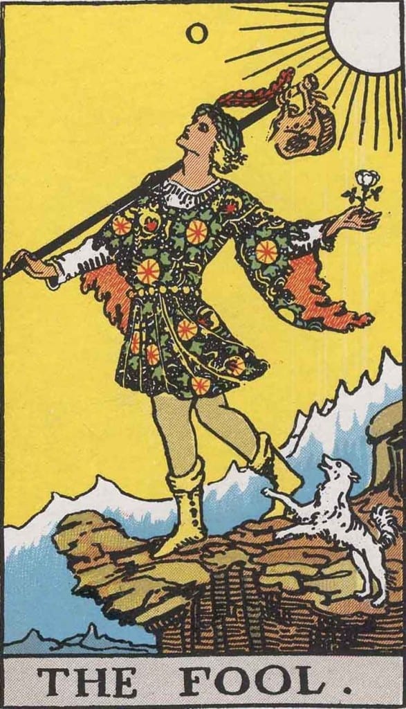 The Fool from the Rider-Waite Tarot deck