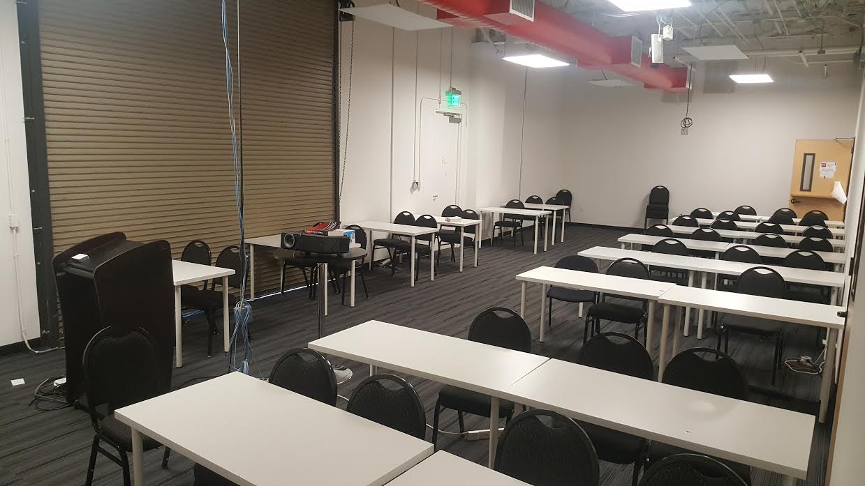 Big Room at Hacker Dojo Where You Can Explore Your Fit with Startups, Tables will be re-arranged for small group discussion