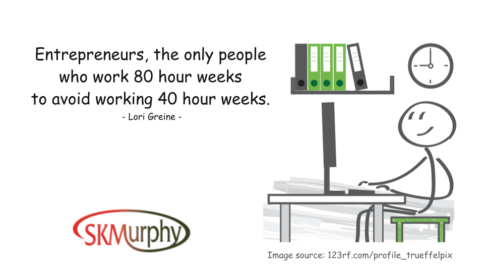 Entrepreneurs, the only people who work 80 hour weeks to avoid working 40 hour weeks. - Lori Greine