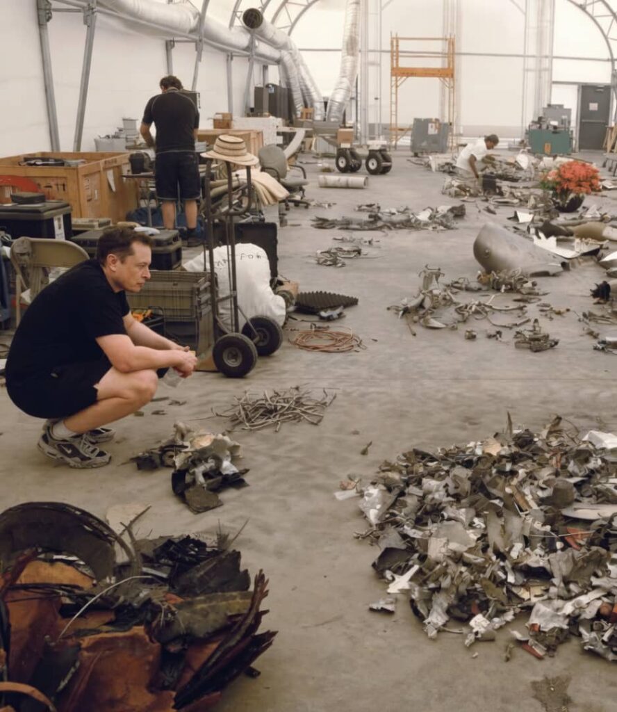 Quotes for Entreprneurs: Next time you think of giving up, remember this photo of Elon in 2008 looking at the wreckage of his rocket launch