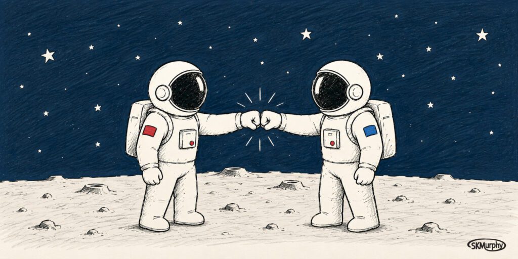 Astronauts Fist Bump Banner